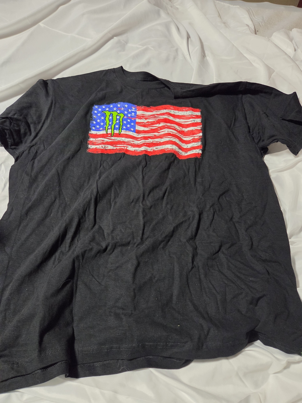 Men9s Black Graphic Flag T-Shirt Monster Size Xxl